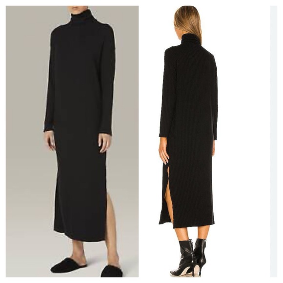 D118/9 ENZA COSTA Sweater Rib Dress Black - Picture 2 of 8